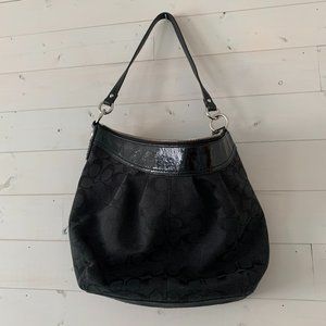 Coach Purse Logo Fabric w/ Patent Leather Black